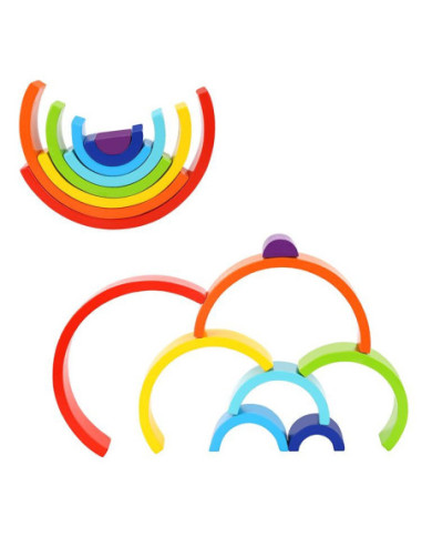 TOOKY TOY Drewniana Tęcza Układanka Klocki Kreatywne Montessori