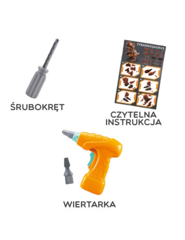 WOOPIE Dinozaur do Skręcania Zestaw Konstrukcyjny + Wiertarka 31 el.
