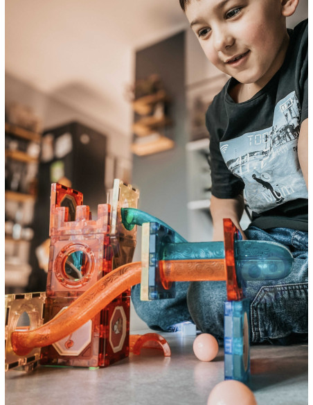WOOPIE Klocki Magnetyczne Tor Kulkowy Świetlny 49 el.