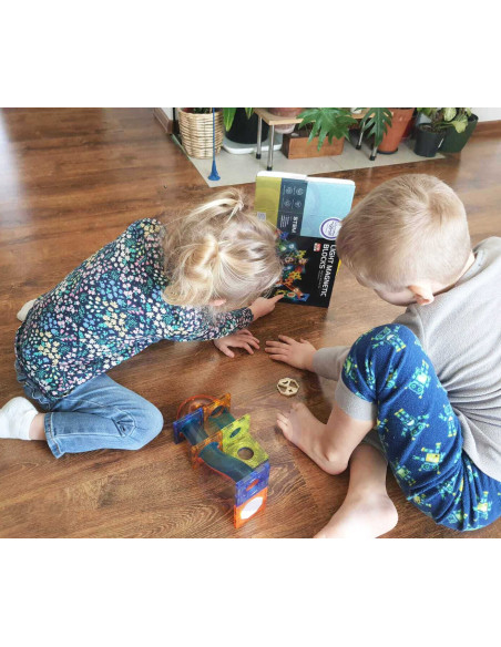 WOOPIE Klocki Magnetyczne Tor Kulkowy Świetlny 49 el.