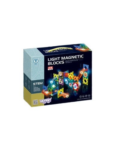 WOOPIE Klocki Magnetyczne Tor Kulkowy Świetlny 49 el.