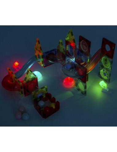 WOOPIE Klocki Magnetyczne Tor Kulkowy Świetlny 75 el.