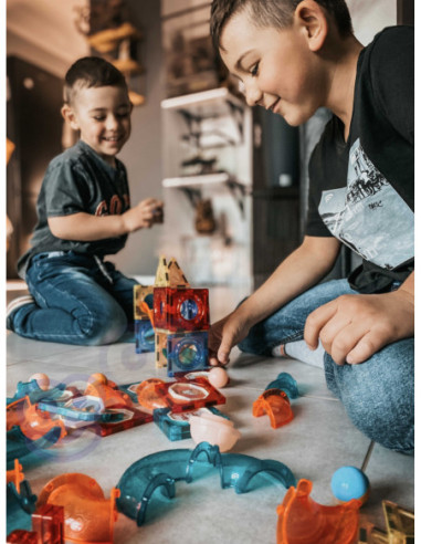 WOOPIE Klocki Magnetyczne Tor Kulkowy Świetlny 75 el.