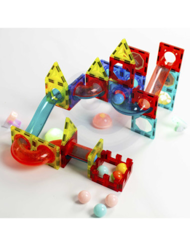 WOOPIE Klocki Magnetyczne Tor Kulkowy Świetlny 75 el.