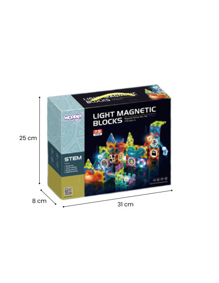 WOOPIE Klocki Magnetyczne Tor Kulkowy Świetlny 75 el.
