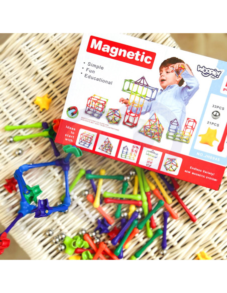 WOOPIE Klocki Magnetyczne Konstrukcyjne Układanka Kreatywna 70 el.