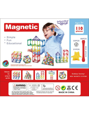 WOOPIE Klocki Magnetyczne Konstrukcyjne Układanka Kreatywna 70 el.