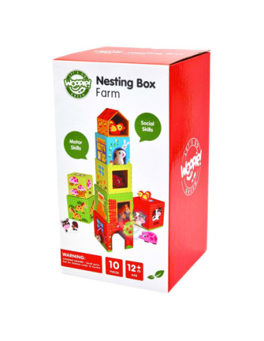 WOOPIE GREEN Układanka Kostki Farma w Pudełkach + Figurki 10 el.