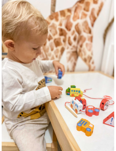 TOOKY TOY Klocki Koraliki Przeplatanka Do Nawlekania Pojazdy Samochody