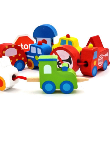 TOOKY TOY Klocki Koraliki Przeplatanka Do Nawlekania Pojazdy Samochody