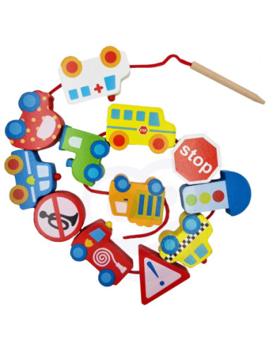 TOOKY TOY Klocki Koraliki Przeplatanka Do Nawlekania Pojazdy Samochody