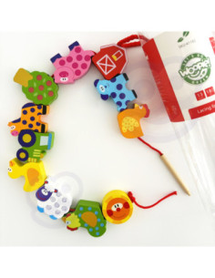 WOOPIE GREEN Threading Blocks Animals Farm 13 pcs. 2