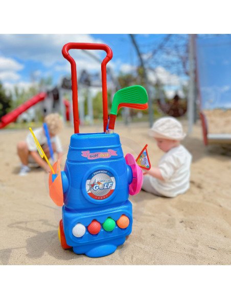 WOOPIE Zestaw do Gry w Golfa + Stojak na Akcesoria na Kółkach