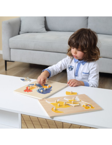 VIGA Drewniane Puzzle Montessori Słoń z Pinezkami