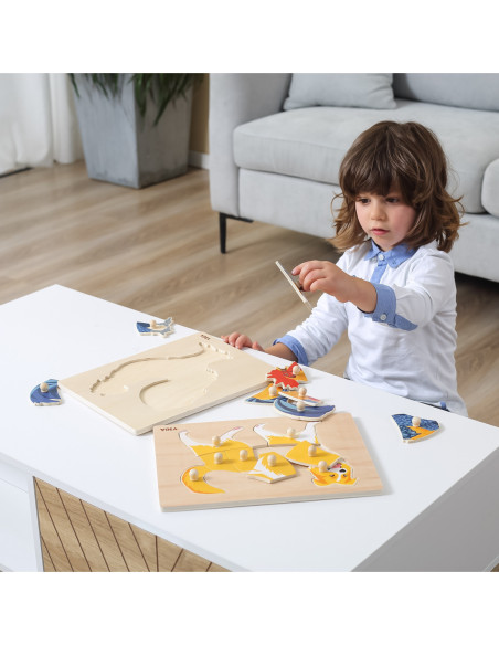 VIGA Drewniane Puzzle Montessori Słoń z Pinezkami