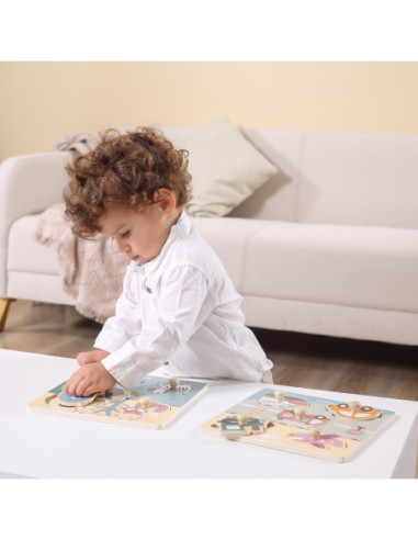 VIGA PolarB Drewniane Puzzle Zwierzęta z Pinezkami