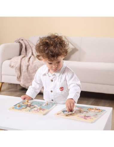 VIGA PolarB Drewniane Puzzle Zwierzęta z Pinezkami