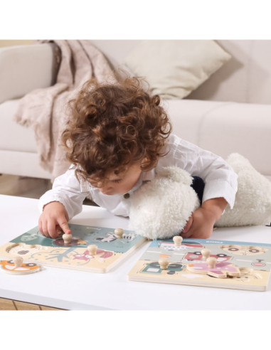 VIGA PolarB Drewniane Puzzle Zwierzęta z Pinezkami