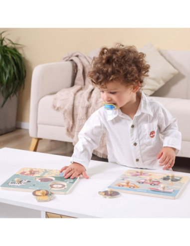 VIGA PolarB Drewniane Puzzle Zwierzęta z Pinezkami