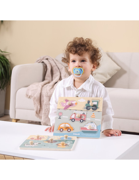 VIGA PolarB Drewniane Puzzle Zwierzęta z Pinezkami