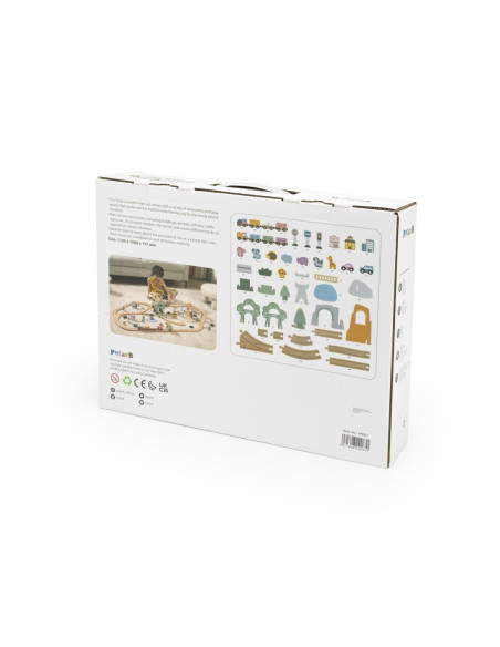 VIGA PolarB Drewniana kolejka dla dzieci Pociąg Tor 90 elementów