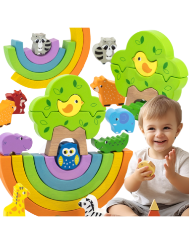 VIGA Drewniana Tęcza Układanka Klocki Kreatywne Montessori