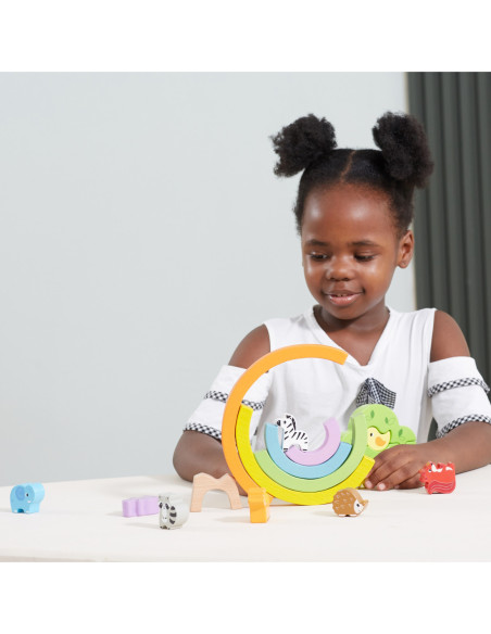 VIGA Drewniana Tęcza Układanka Klocki Kreatywne Montessori