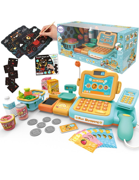 WOOPIE Kasa Sklepowa Dla Dzieci Skaner Waga Mikrofon + 24 Akc.