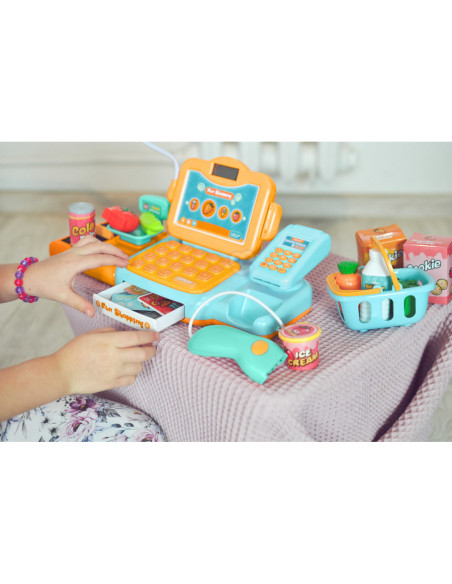 WOOPIE Kasa Sklepowa Dla Dzieci Skaner Waga Mikrofon + 24 Akc.