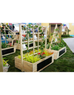 CLASSIC WORLD Drewniany Kwietnik na Kółkach do Ogrodu + Tablica 2