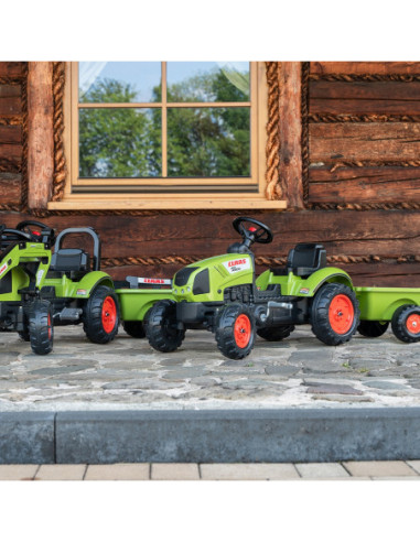 FALK Traktor Claas Zielony na Pedały z Przyczepą + Klakson od 2 Lat.