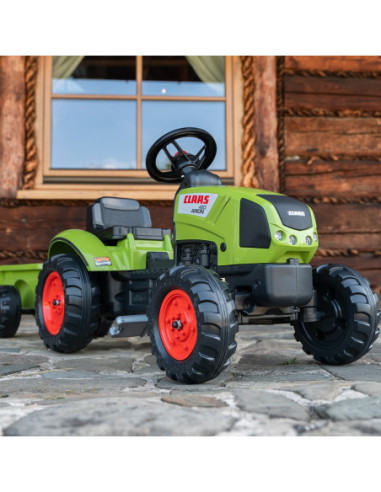 FALK Traktor Claas Zielony na Pedały z Przyczepą + Klakson od 2 Lat.