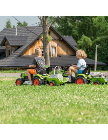 FALK Traktor Claas Zielony na Pedały z Przyczepą + Klakson od 2 Lat.