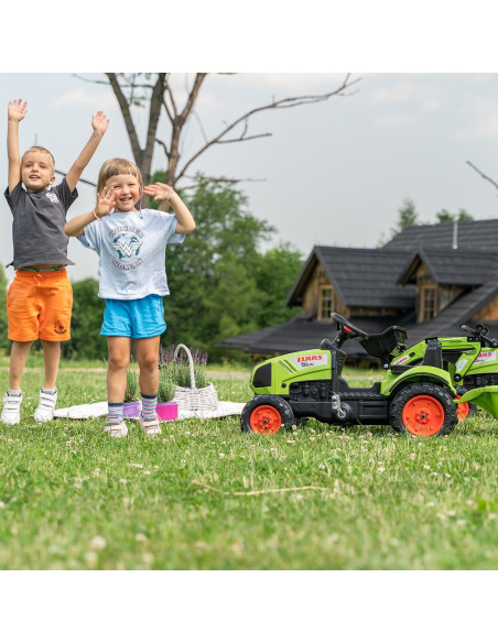 FALK Traktor Claas Zielony na Pedały z Przyczepą + Klakson od 2 Lat.