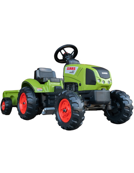 FALK Traktor Claas Zielony na Pedały z Przyczepą + Klakson od 2 Lat.