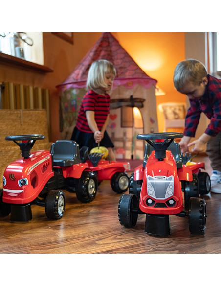 FALK Traktorek Baby Mac Cormick Czerwony z Przyczepką + akc. od 12 miesięcy