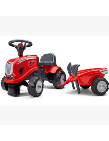 FALK Traktorek Baby Mac Cormick Czerwony z Przyczepką + akc. od 12 miesięcy
