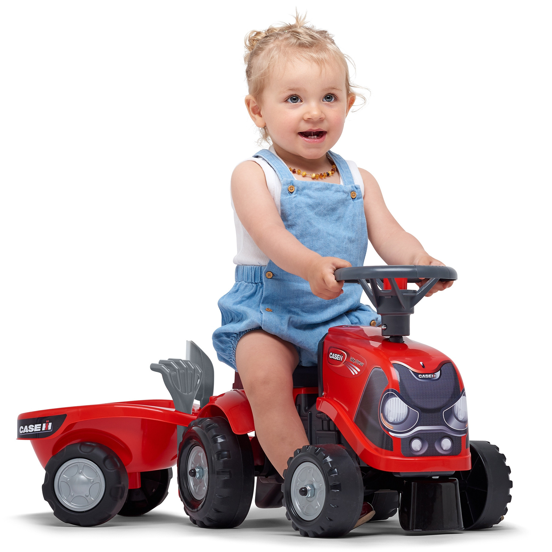 Jeździk traktorek baby case ih ride-on czerwony z przyczepką + akc. od 12 miesięcy - 19 z 23