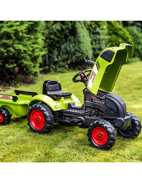 FALK Traktorek Claas Zielony na Pedały Klakson Przyczepa od 2 Lat.