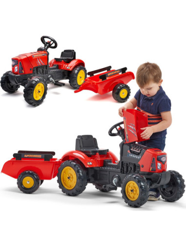 FALK Traktorek Red Supercharger Czerwony Otwierana Maska Od 2 Lat
