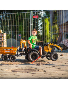FALK Traktor Case IH Backhoe Pomarańczowy z Przyczepką Ruchoma Łyżka od 3 Lat 2