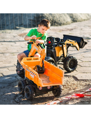 FALK Traktor Case IH Backhoe Pomarańczowy z Przyczepką Ruchoma Łyżka od 3 Lat
