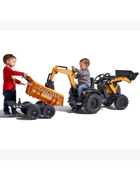 FALK Traktor Case IH Backhoe Pomarańczowy z Przyczepką Ruchoma Łyżka od 3 Lat