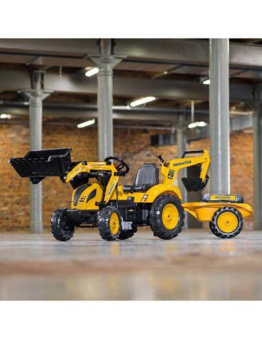FALK Traktor na Pedały Koparka KOMATSU Łyżka + Przyczepa od 2 lat