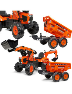 FALK Traktor z Przyczepą Maxi i Łyżką KUBOTA