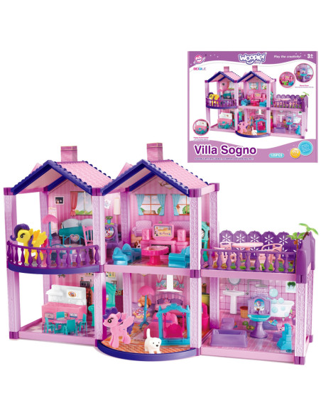 WOOPIE Domek dla Lalek Kucyków PONY FANTASY VILLA 120 el.