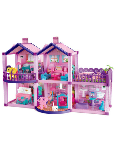 WOOPIE Domek dla Lalek Kucyków PONY FANTASY VILLA 120 el.