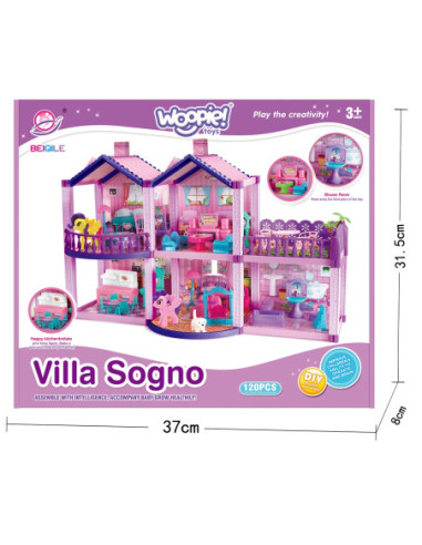 WOOPIE Domek dla Lalek Kucyków PONY FANTASY VILLA 120 el.