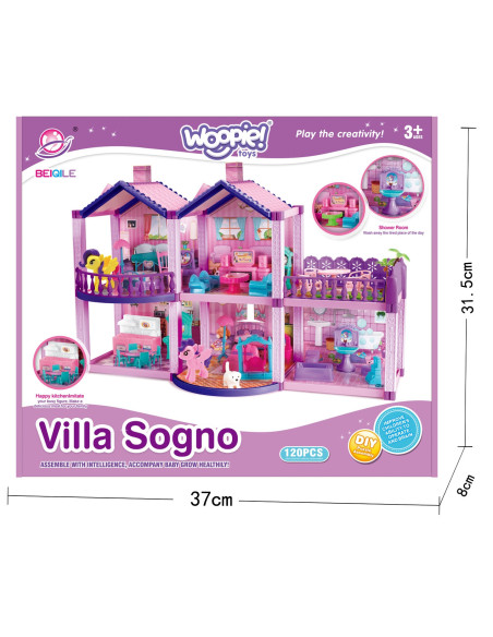 WOOPIE Domek dla Lalek Kucyków PONY FANTASY VILLA 120 el.