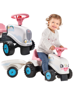 FALK Traktorek Rainbow Biały z Przyczepką od 1 roku